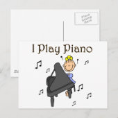 Carte Postale Je joue aux t-shirts et cadeaux de piano (Devant / Derrière)