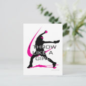 Carte Postale Je lance comme une fille de softball rose (Debout devant)