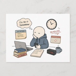 Carte Postale Je le ferai demain Mème drôle de procrastination