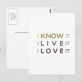 Carte Postale Je Le Sais, Je Le Vis, Je L'Aime (Devant / Derrière)