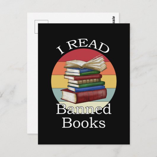 Carte Postale Je lis des livres interdits Bibliothécaire Bouquin (Devant / Derrière)