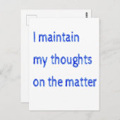 Carte Postale Je Maintiens Mes Réflexions Sur Le Sujet (Devant / Derrière)