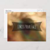 Carte Postale "Je Manque Ton Visage" Sur Blurred Bokeh Photo (Devant / Derrière)