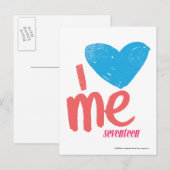 Carte Postale Je Me Coeur Aqua/Rose (Devant / Derrière)