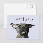 Carte Postale Je me maudit de toi mignon Pitbull Chien noir (Devant / Derrière)