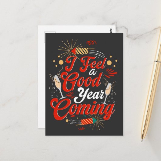 Carte Postale Je me sens une bonne année à venir (Devant/Arrière en situation)