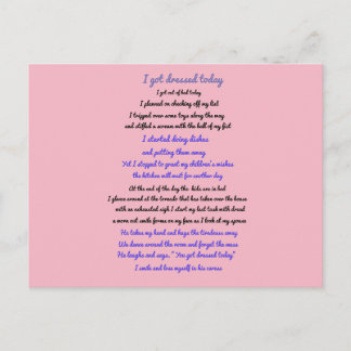 Carte Postale Je me suis habillé aujourd'hui poème