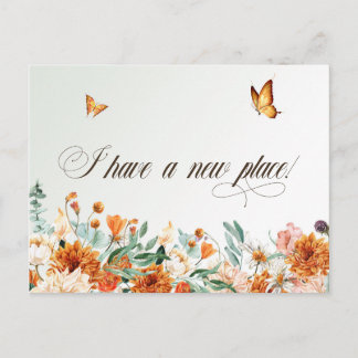 Carte Postale Je me suis installé, fleurs et papillons d'été