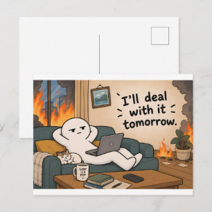 Carte Postale Je m'en occuperai demain – Drôle de procrastinatio
