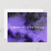 Carte Postale Je mérite d'être heureux avec l'affirmation violet (Devant / Derrière)