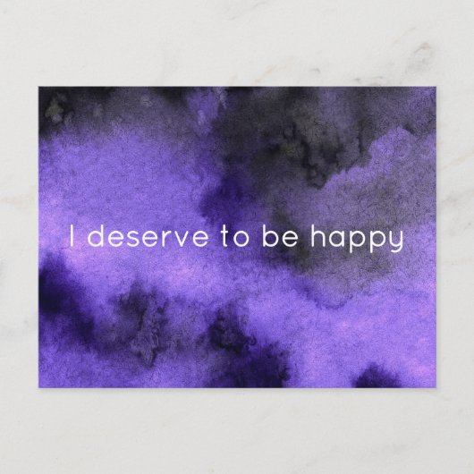 Carte Postale Je mérite d'être heureux avec l'affirmation violet (Devant)