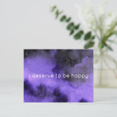 Carte Postale Je mérite d'être heureux avec l'affirmation violet (Debout devant)