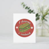 Carte Postale Je Mérite Un Sandwich (Debout devant)