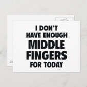Carte Postale Je n’ai pas assez de doigts moyens pour aujourd’hu (Devant / Derrière)