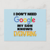 Carte Postale Je n'ai pas besoin de Google, mon fils sait tout (Devant)
