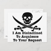 Carte Postale Je N'Ai Pas L'Intention D'Accéder À Votre Demande (Devant / Derrière)