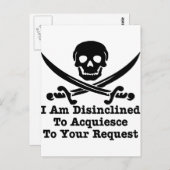 Carte Postale Je N'Ai Pas L'Intention D'Accéder À Votre Demande (Devant / Derrière)