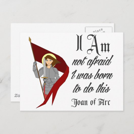 Carte Postale Je n'ai pas peur - Jeanne d'Arc (Devant / Derrière)