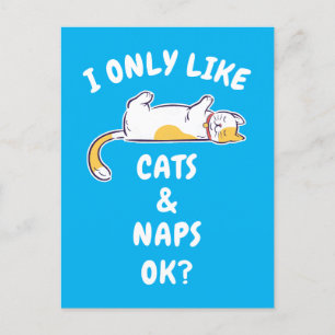 CARTE POSTALE JE N'AIME QUE LES CHATS & LES SIESTES OK?