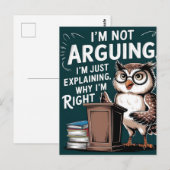 Carte Postale "Je n'argumente pas, je ne fais qu'expliquer" Dess (Devant / Derrière)