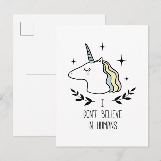 Carte Postale Je ne crois pas aux humains (Devant / Derrière)