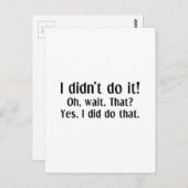 Carte Postale Je ne l'ai pas fait (Devant / Derrière)