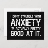 Carte Postale Je ne lutte pas contre l'anxiété, c'est drôle (Devant / Derrière)