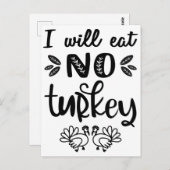 Carte Postale Je ne mangerai pas de dinde vegan thanksgiving tex (Devant / Derrière)