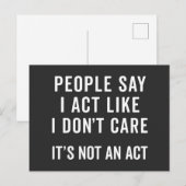 Carte Postale Je ne m'en soucie pas Citation drôle (Devant / Derrière)