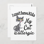 Carte Postale Je ne peux pas avoir d'enfants Mon chat est allerg (Devant / Derrière)