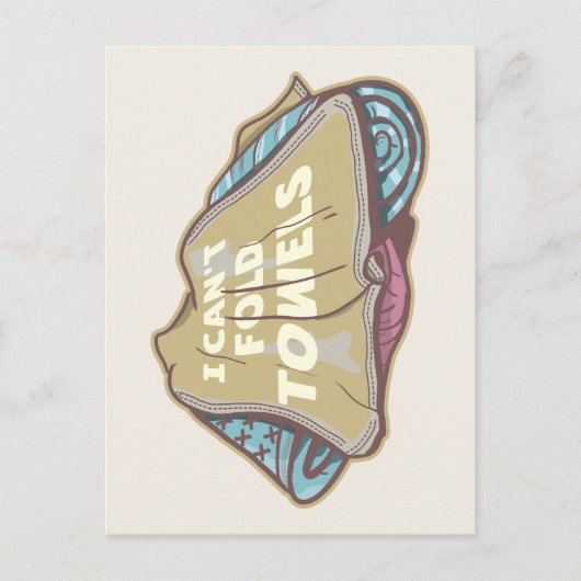 Carte Postale Je ne peux pas plier serviettes drôle de linge jou (Devant)