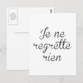Carte Postale Je Ne Regrette Rien (Devant / Derrière)