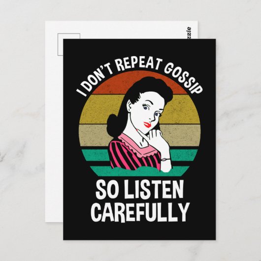 Carte Postale Je ne répète pas Gossip si écoute attentivement (Devant / Derrière)