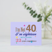 Carte Postale Je ne suis pas 40 - Drôle cadeau d'anniversaire (Debout devant)
