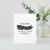 Carte Postale Je ne suis pas anti-social (Debout devant)