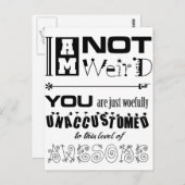 Carte Postale Je ne suis pas bizarre ! (Devant / Derrière)