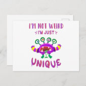 Carte Postale Je ne suis pas bizarre, je suis juste unique (Devant / Derrière)