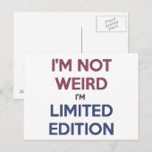 Carte Postale Je ne suis pas bizarre Je suis Limited Edition Cit (Devant / Derrière)