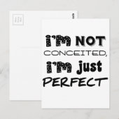 Carte Postale Je ne suis pas conquis, je suis juste parfait (Devant / Derrière)