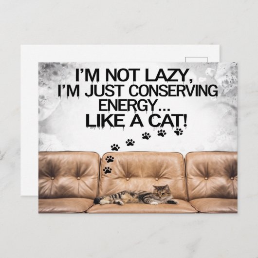 Carte Postale Je ne suis pas paresseux (Devant / Derrière)