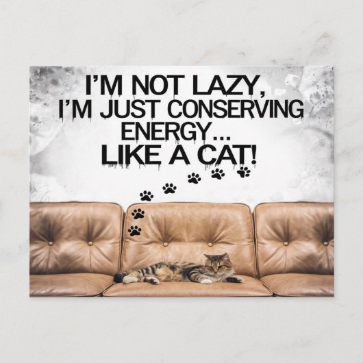 Carte Postale Je ne suis pas paresseux (Devant)