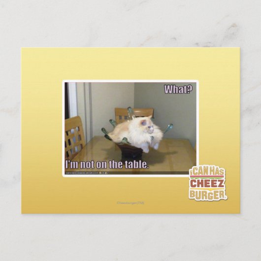 Carte Postale Je ne suis pas sur la table (Devant)