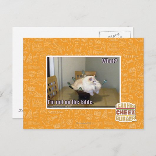 Carte Postale Je ne suis pas sur la table (Devant / Derrière)