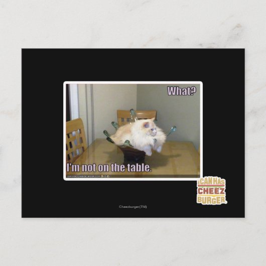 Carte Postale Je ne suis pas sur la table (Devant)