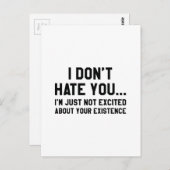 Carte Postale Je ne te déteste pas (Devant / Derrière)