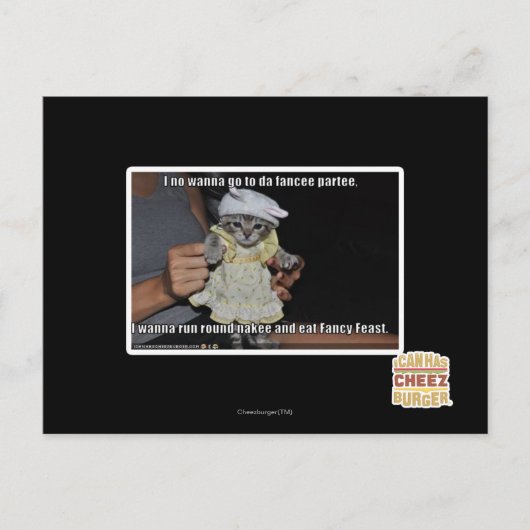 Carte Postale Je ne veux pas aller à da fancee partee (Devant)