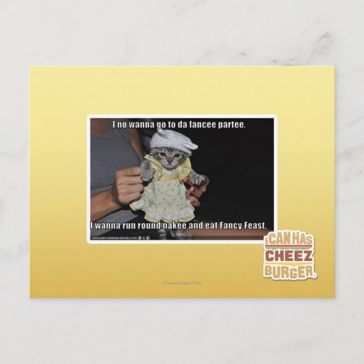 Carte Postale Je ne veux pas aller à da fancee partee (Devant)