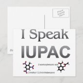Carte Postale Je parle de la nomenclature de chimie de l'IUPAC (Devant / Derrière)