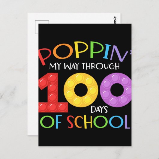 Carte Postale Je passe 100 jours à l'école (Devant / Derrière)