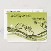Carte Postale Je pense à toi, mon ami (Devant / Derrière)